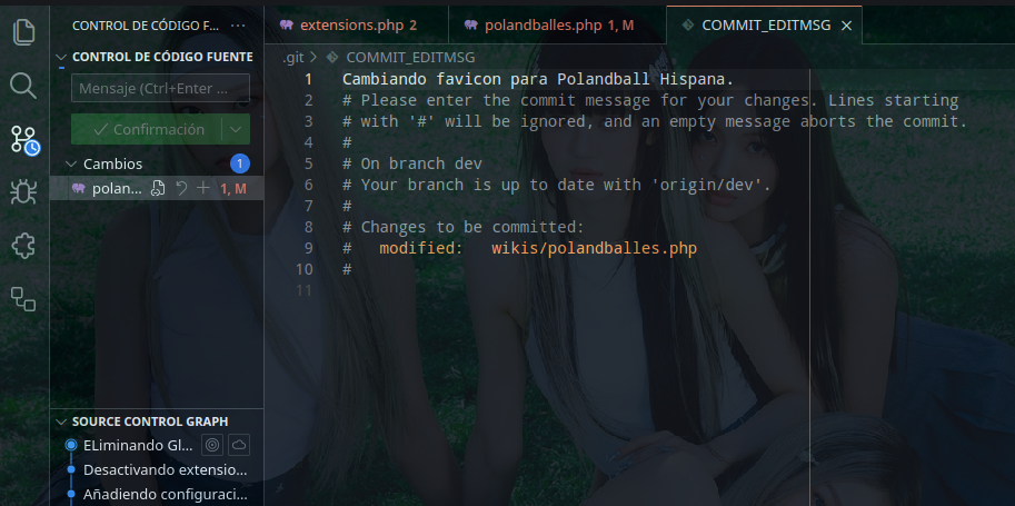 haciendo commit y push