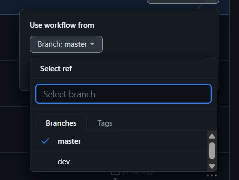 Selección de rama en el workflow de Docker