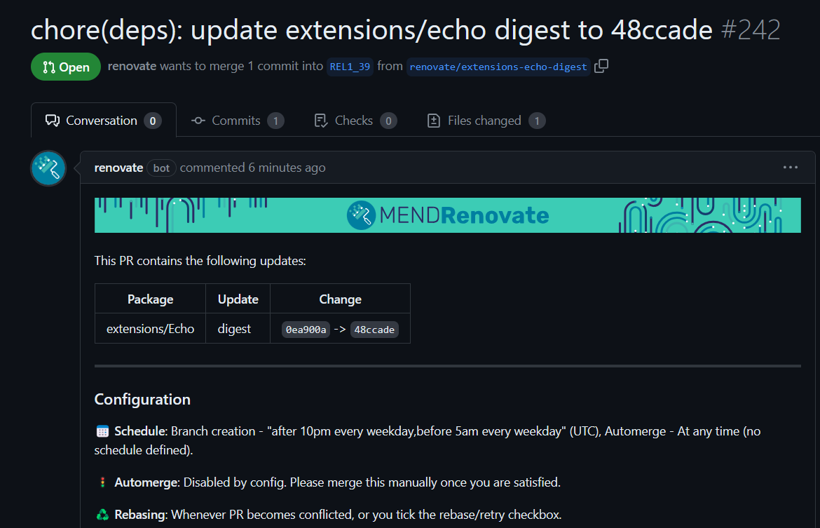PR actualizando la extensión Echo